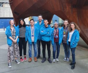 Image of Centre of the Cell student staff in blue hoodies