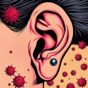 Illustration showing infected piercing
