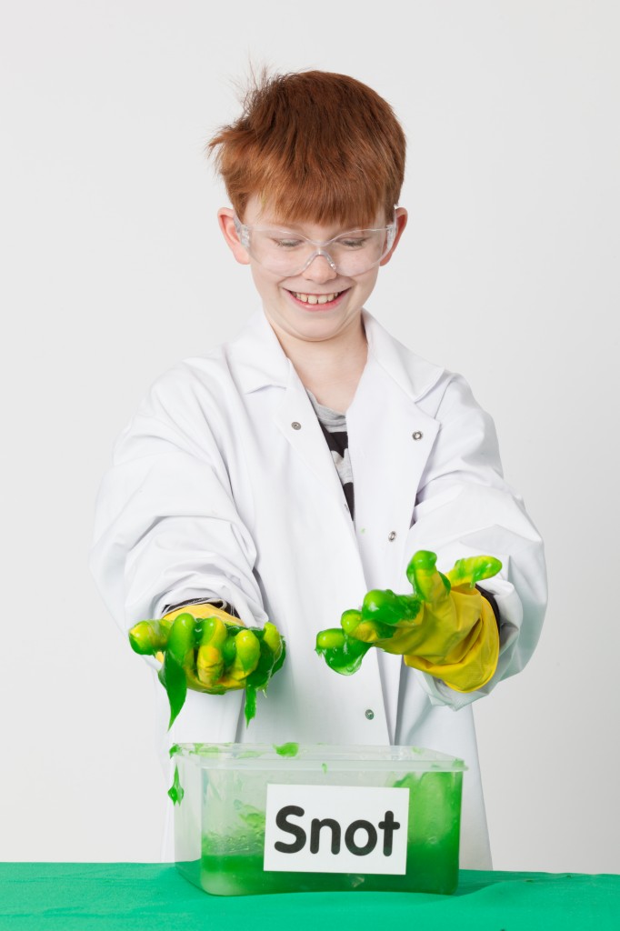 Boy taking part in snot demonstration